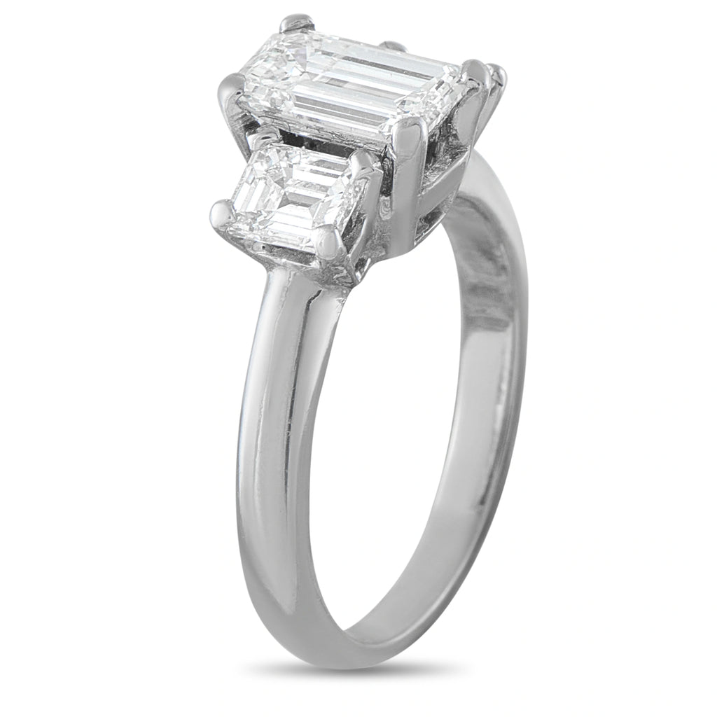 14K White Gold 1.63ct Diamond Three-Stone Ring