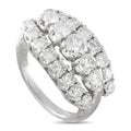 14K white gold diamond ring with oval cluster stones, prong-set band.