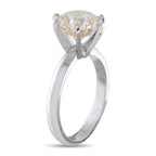 14K white gold solitaire ring with round diamond center and four-prong setting