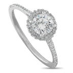 14K White Gold 1.0ct Diamond Round Halo Ring