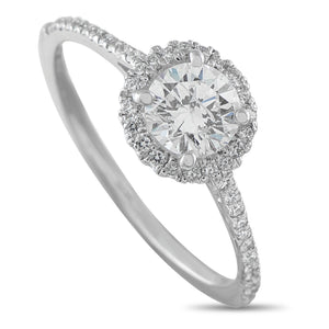14K White Gold 1.0ct Diamond Round Halo Ring