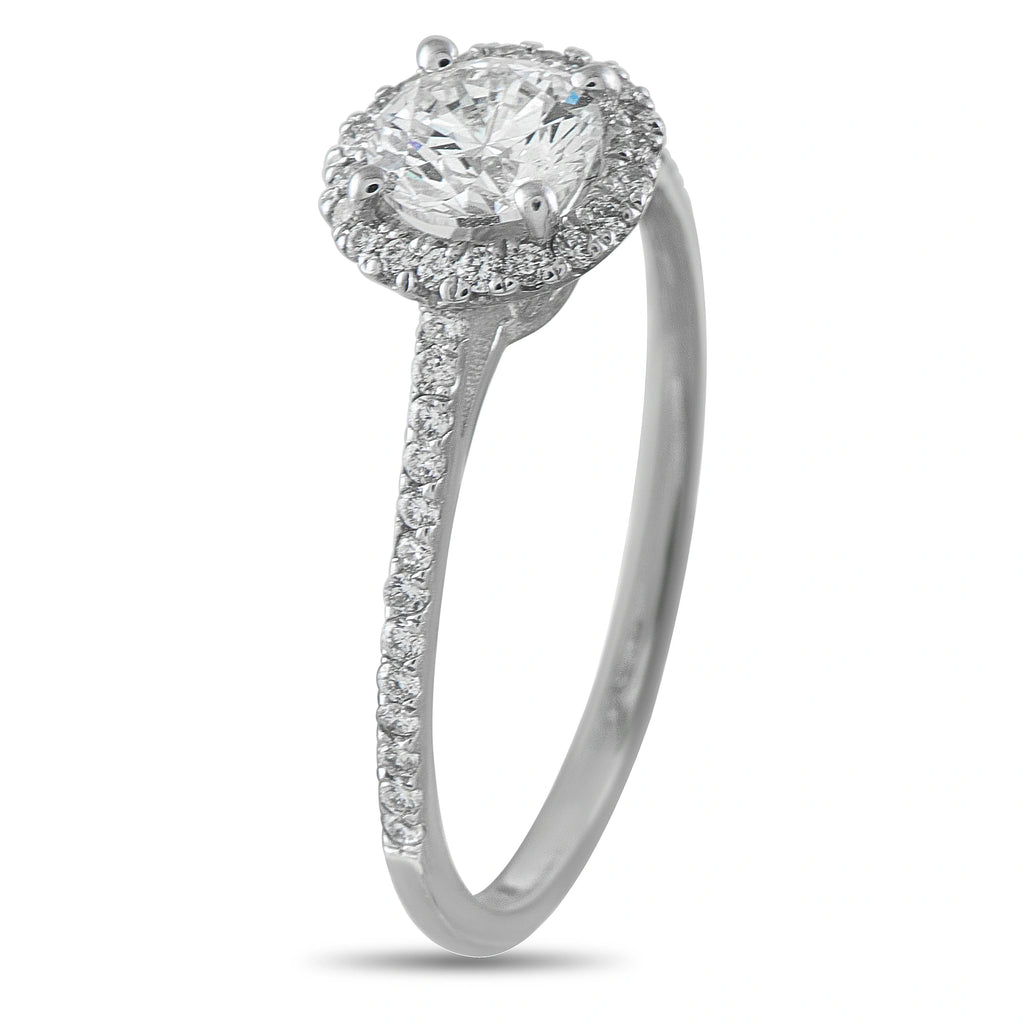 14K White Gold 1.0ct Diamond Round Halo Ring