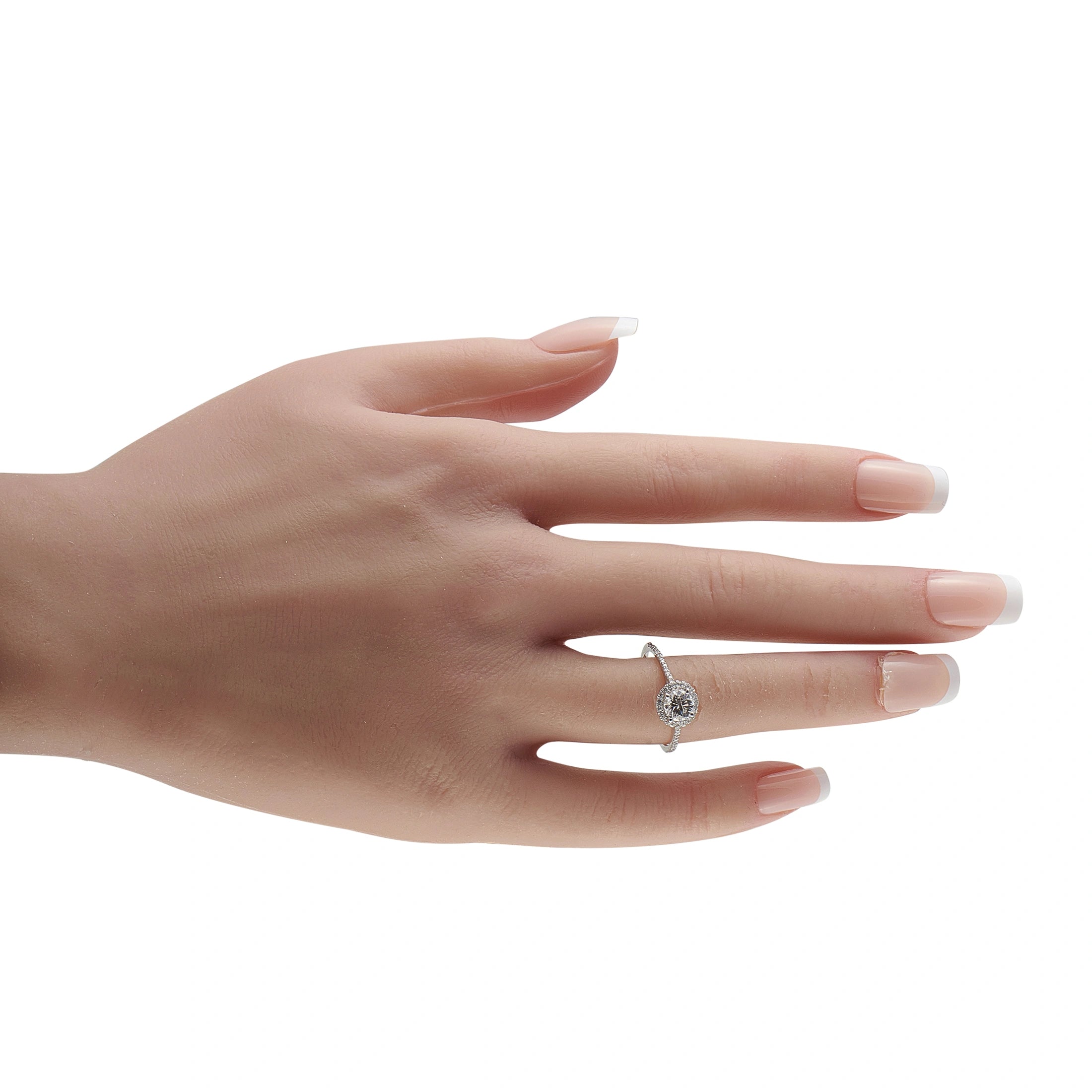 14K White Gold 1.0ct Diamond Round Halo Ring