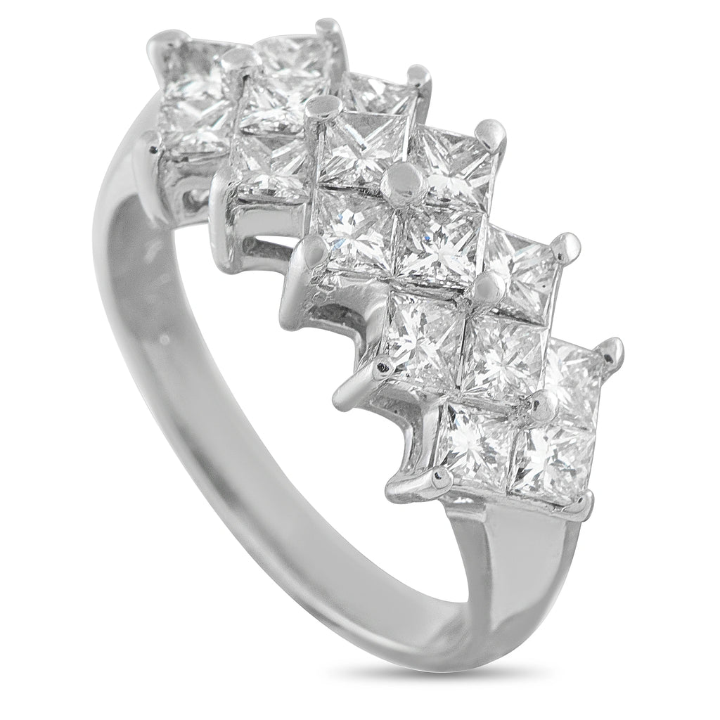 14K White Gold 2.40ct Diamond Princess-Cut Cluster Ring