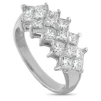 14K White Gold 2.40ct Diamond Princess-Cut Cluster Ring