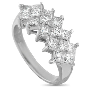 14K White Gold 2.40ct Diamond Princess-Cut Cluster Ring