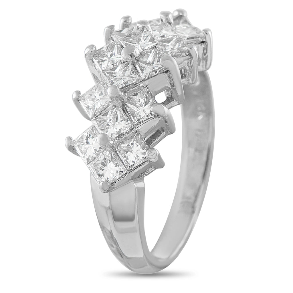 14K White Gold 2.40ct Diamond Princess-Cut Cluster Ring