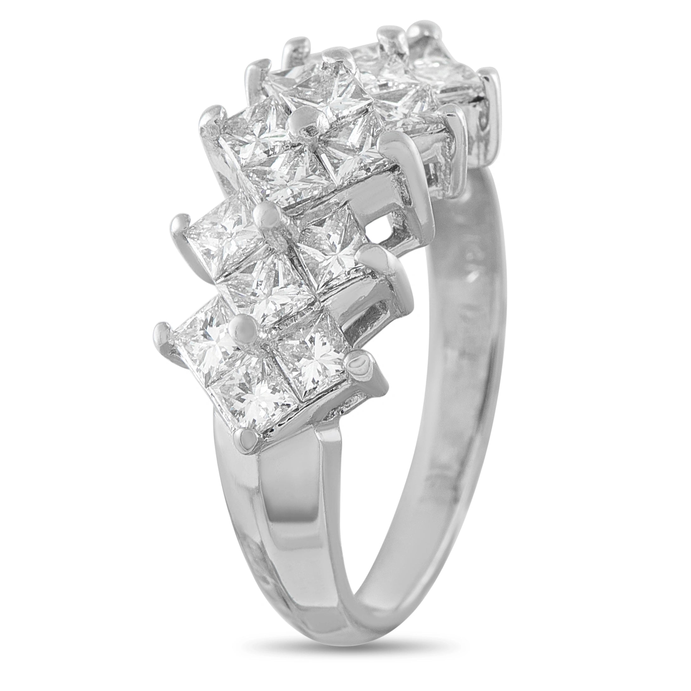 14K White Gold 2.40ct Diamond Princess-Cut Cluster Ring