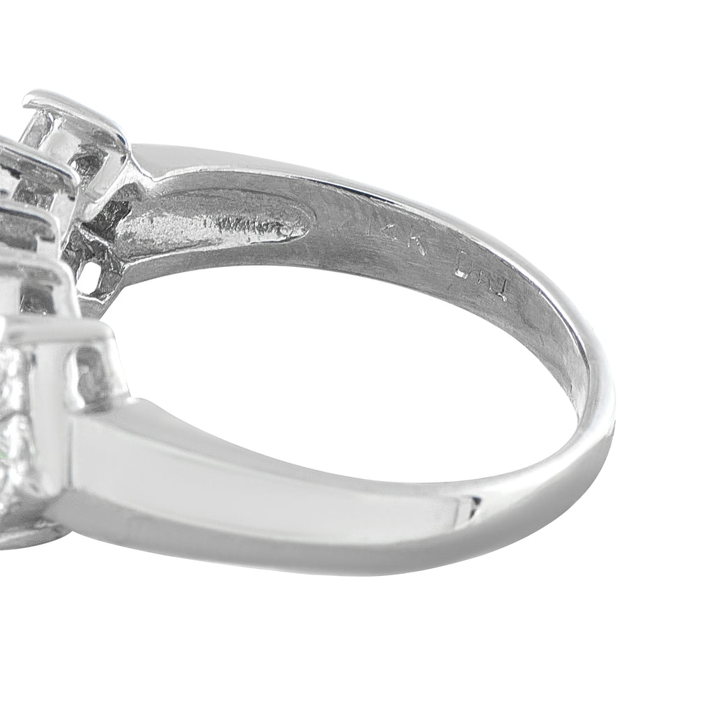 14K White Gold 2.40ct Diamond Princess-Cut Cluster Ring
