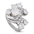 14k white gold diamond cluster ring, round center with side stones