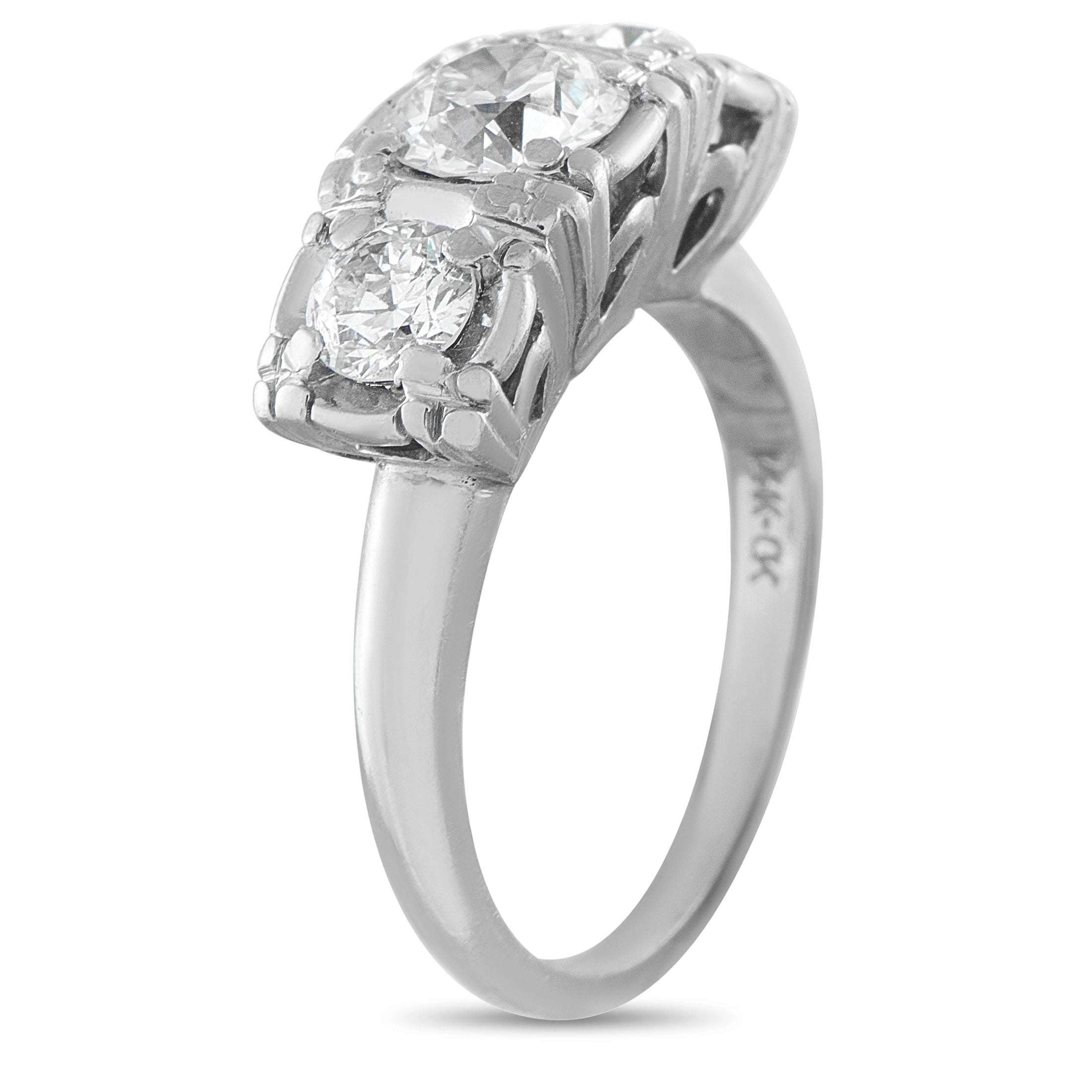 14K White Gold 1.20ct Diamond Three-Stone Ring
