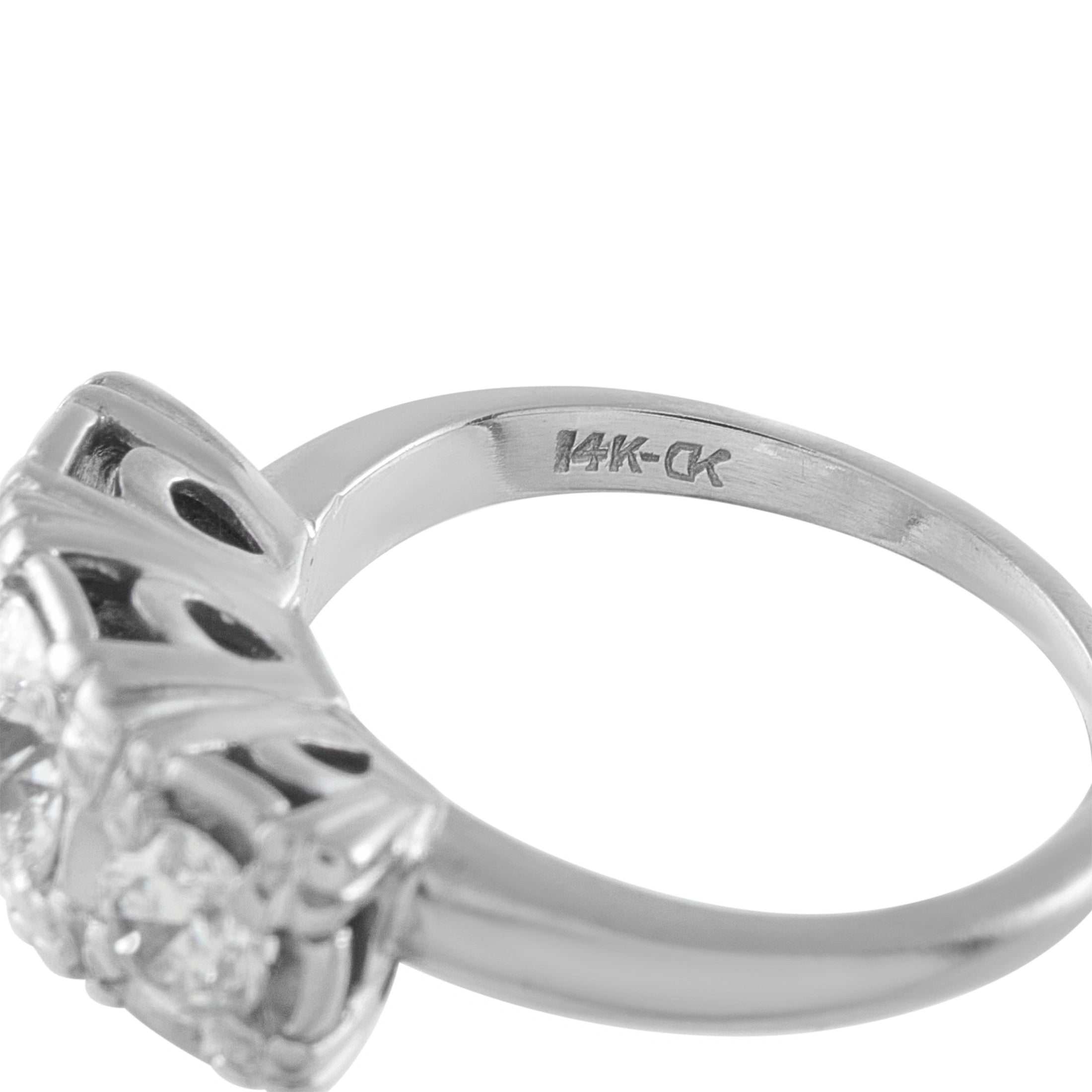 14K White Gold 1.20ct Diamond Three-Stone Ring
