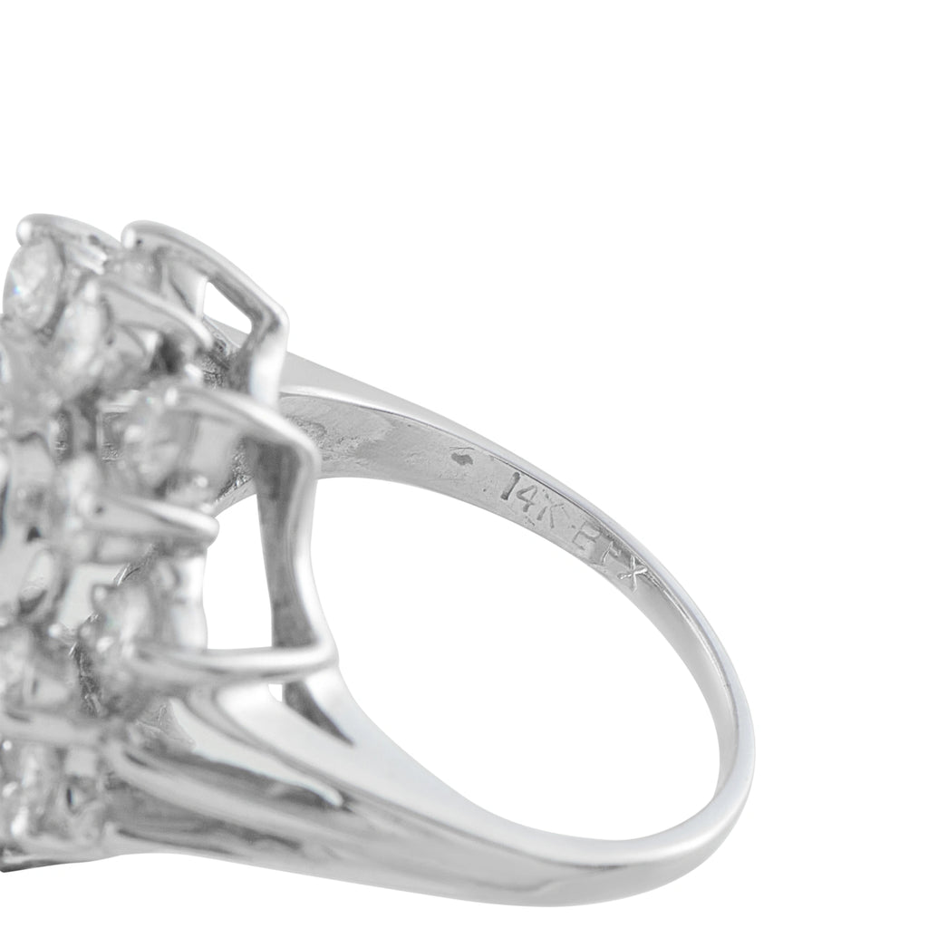14K White Gold 2.90ct Diamond Cluster Ring
