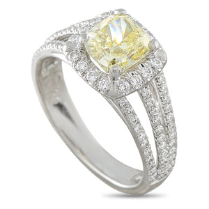 14K White Gold 2.16ct Fancy Yellow Diamond Ring