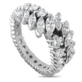 14k white gold diamond ring with oval and round prong-set stones