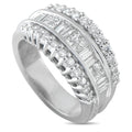 14K white gold diamond ring with baguette and round stones