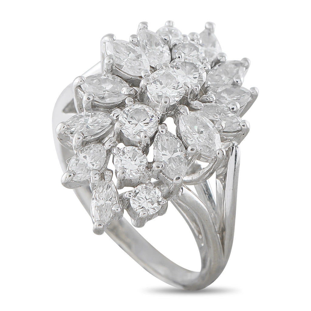 14K White Gold 2.48ct Diamond Cluster Ring
