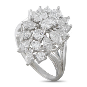 14K White Gold 2.48ct Diamond Cluster Ring