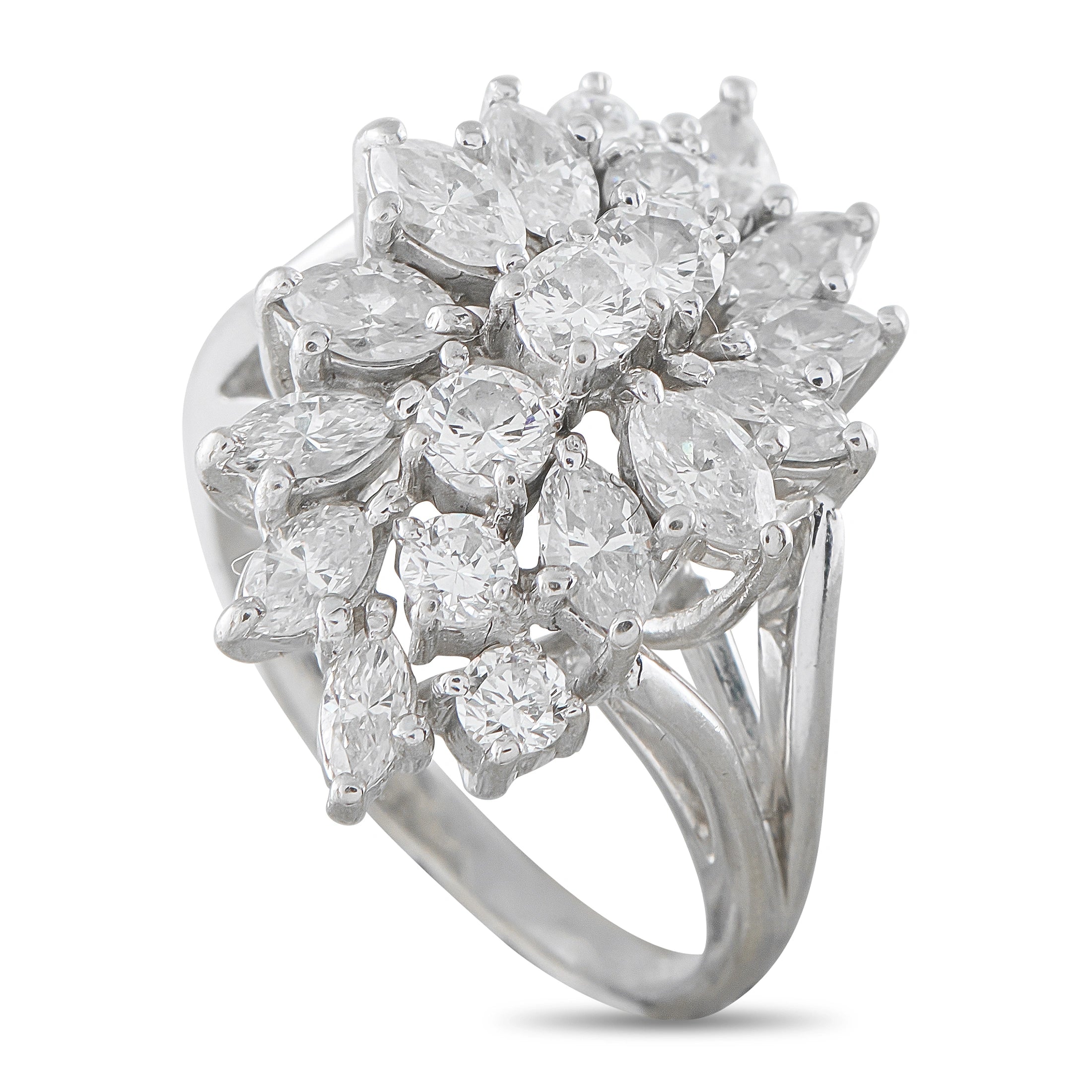 14K White Gold 2.48ct Diamond Cluster Ring