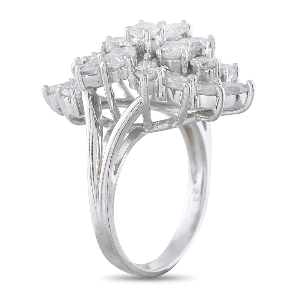 14K White Gold 2.48ct Diamond Cluster Ring