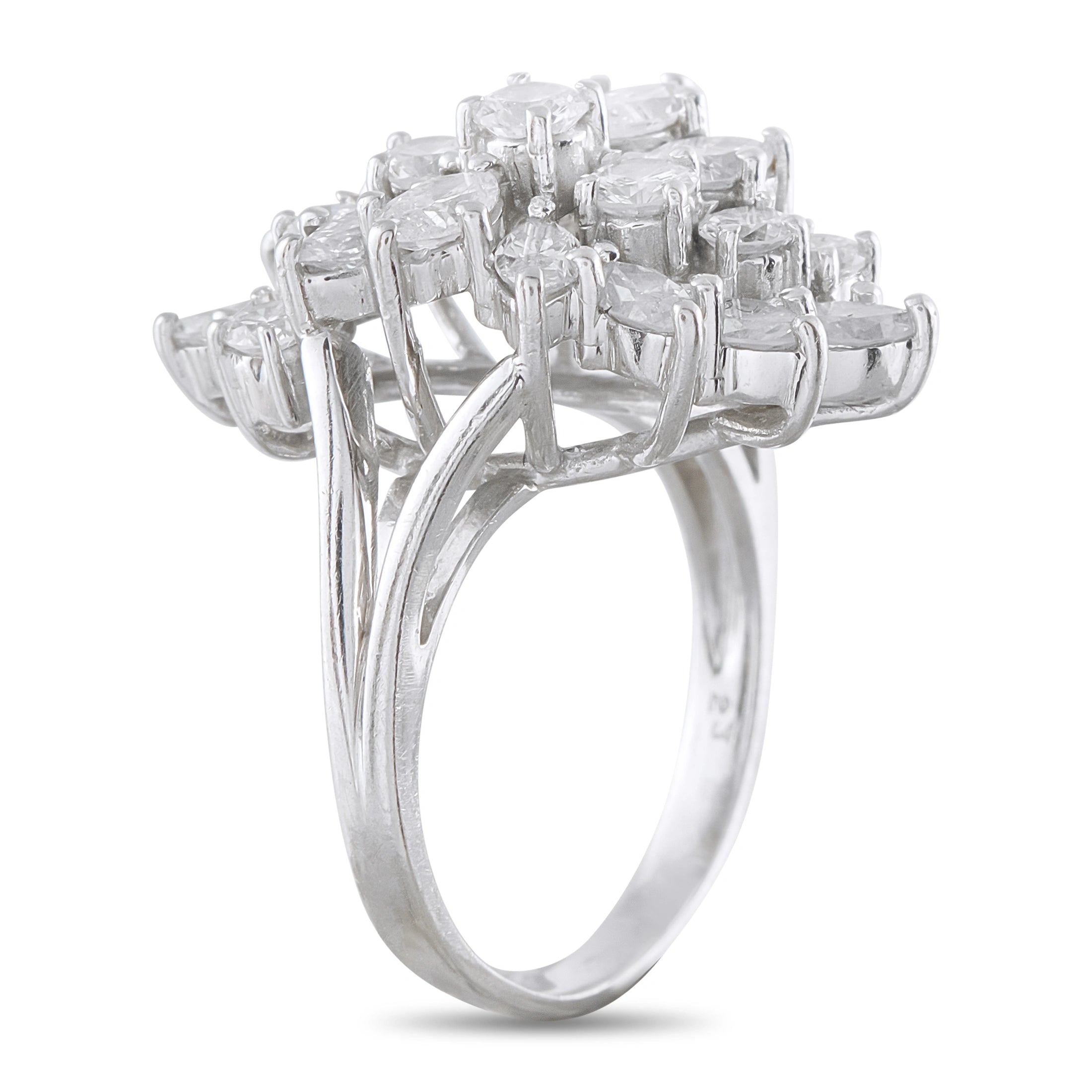 14K White Gold 2.48ct Diamond Cluster Ring