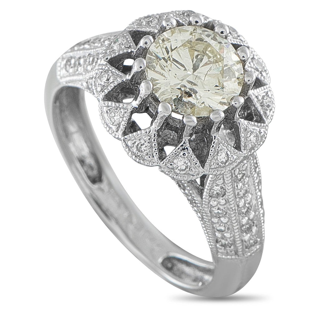 14K White Gold 1.59ct Diamond Halo Ring