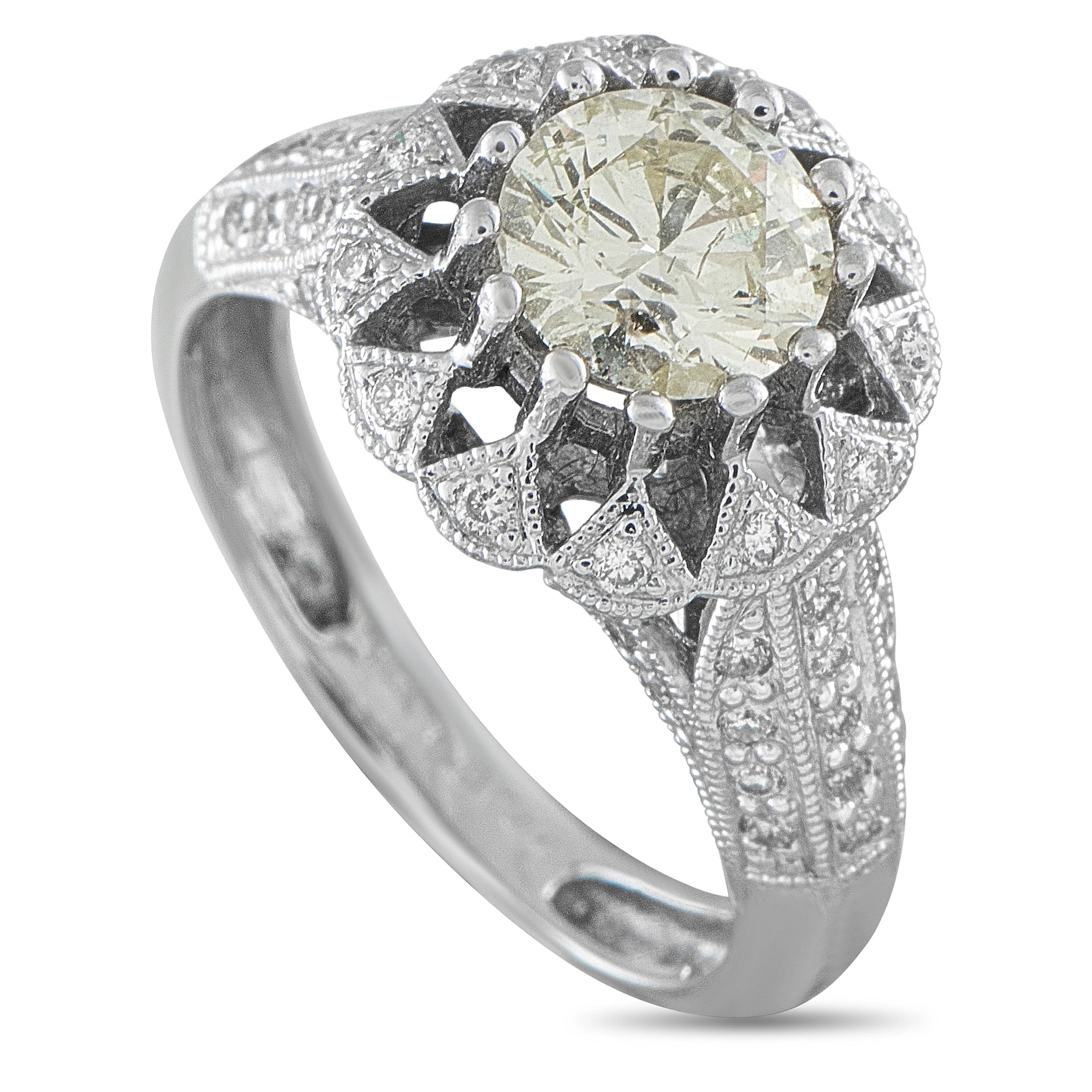 14K White Gold 1.59ct Diamond Halo Ring