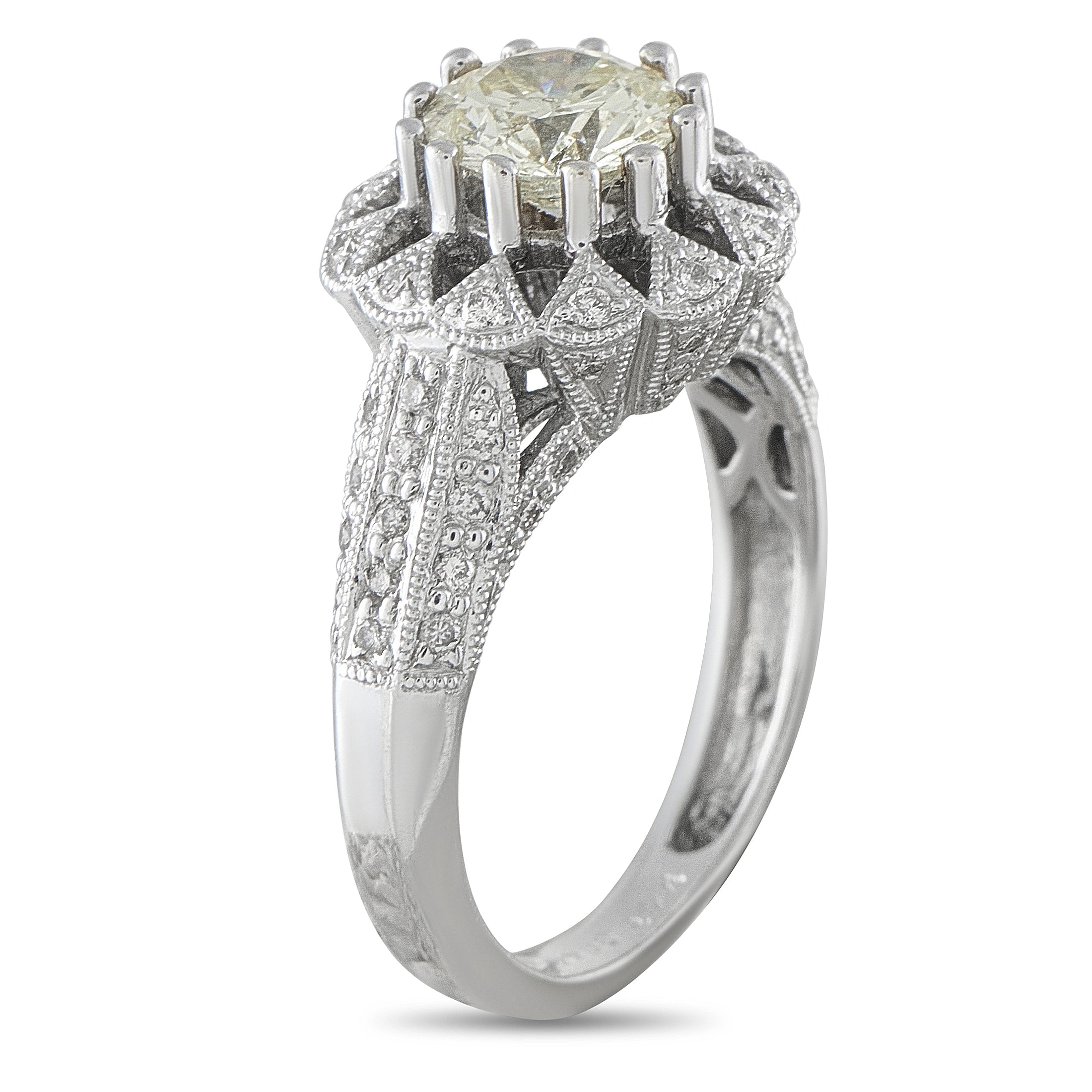 14K White Gold 1.59ct Diamond Halo Ring