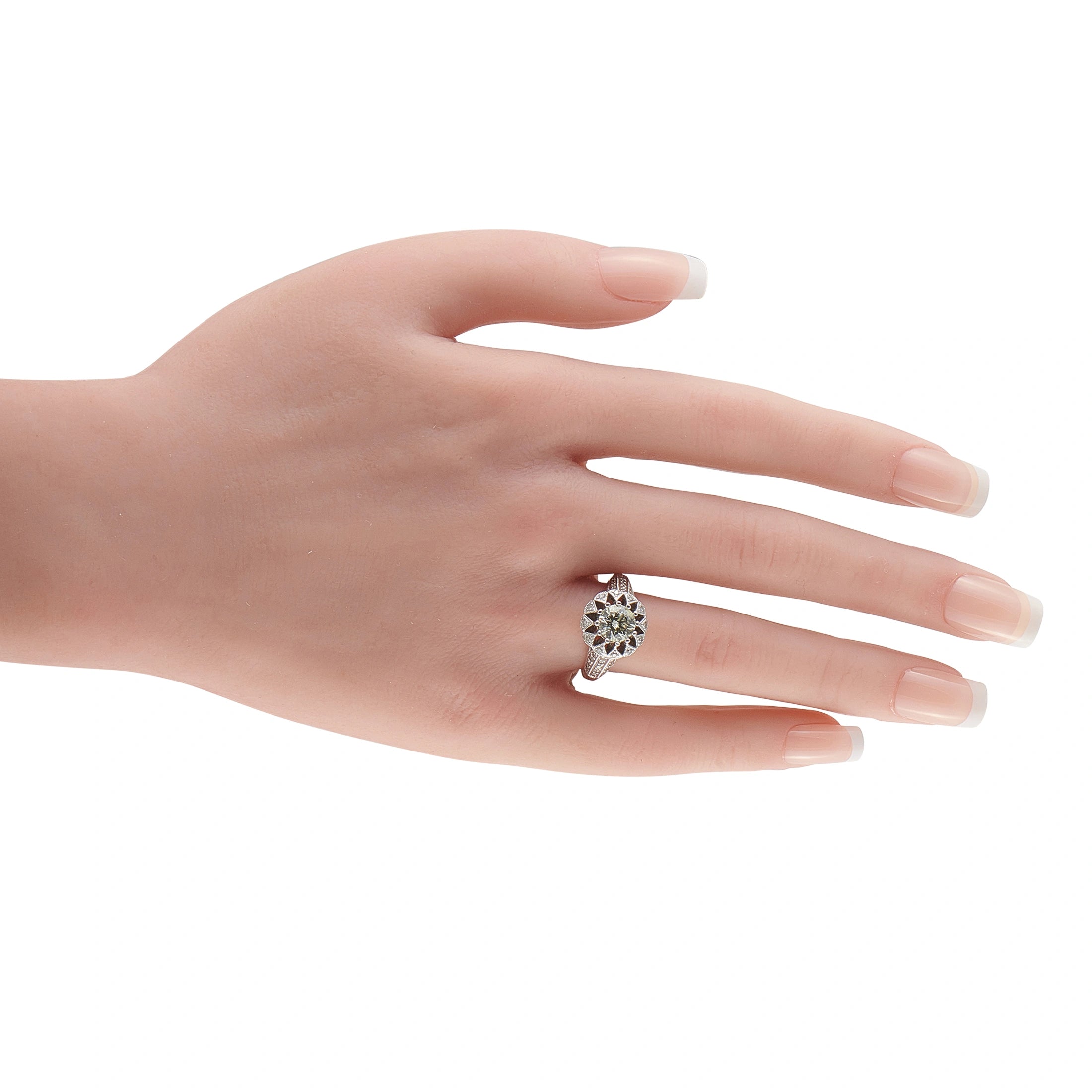 14K White Gold 1.59ct Diamond Halo Ring