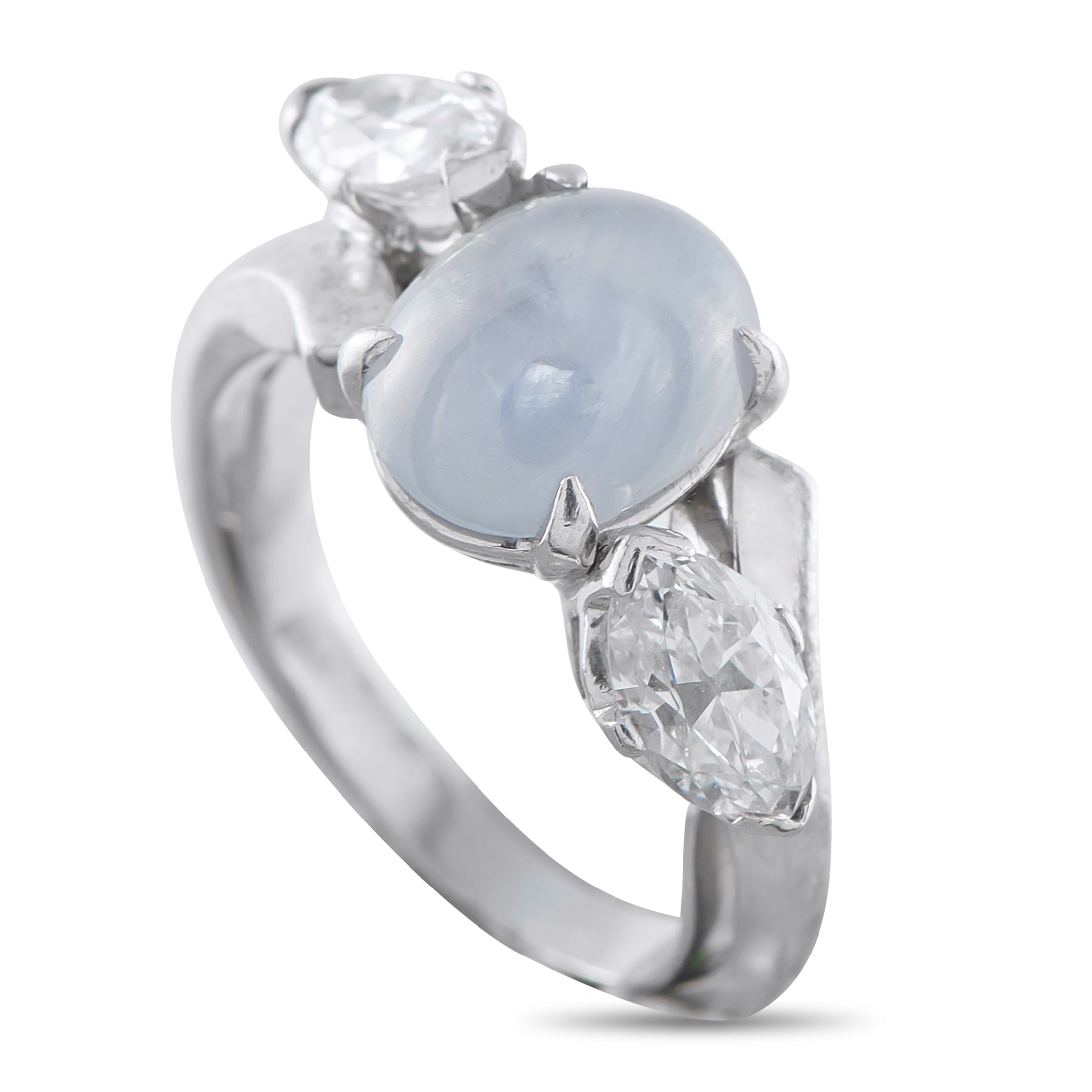 14K White Gold 1.35ct Diamond and Sapphire Ring