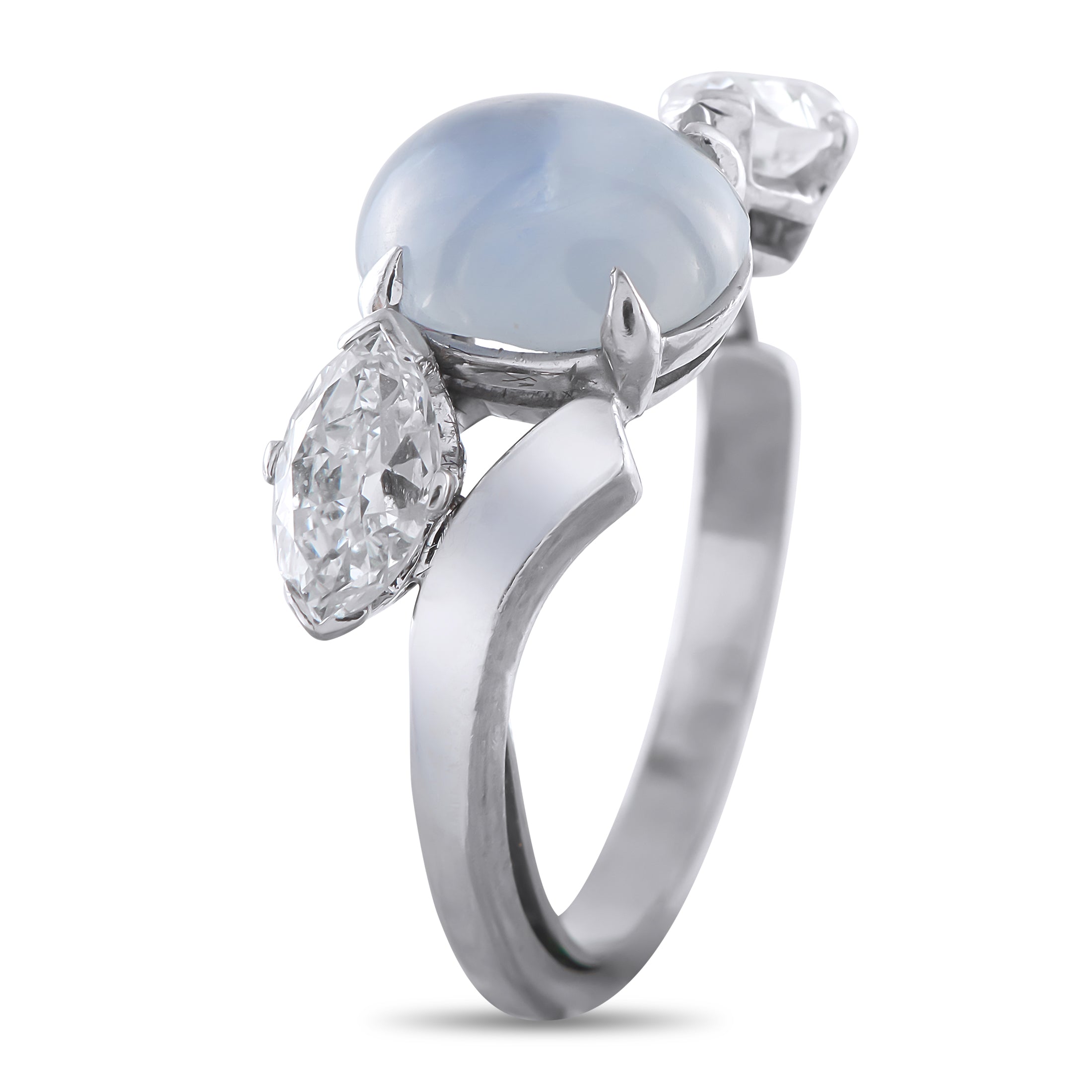 14K White Gold 1.35ct Diamond and Sapphire Ring