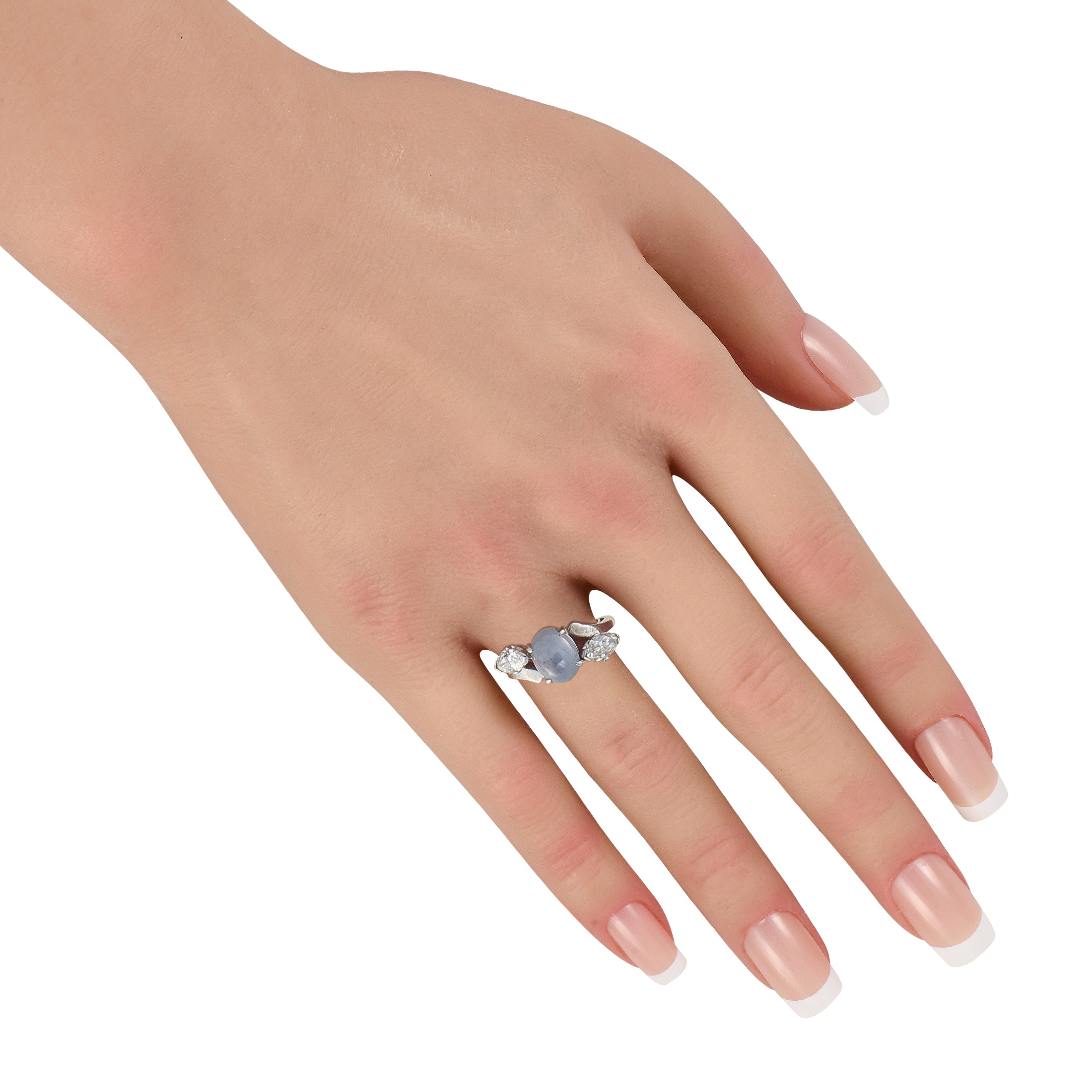14K White Gold 1.35ct Diamond and Sapphire Ring