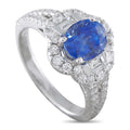 14K White Gold 0.85ct Diamond and Sapphire Ring