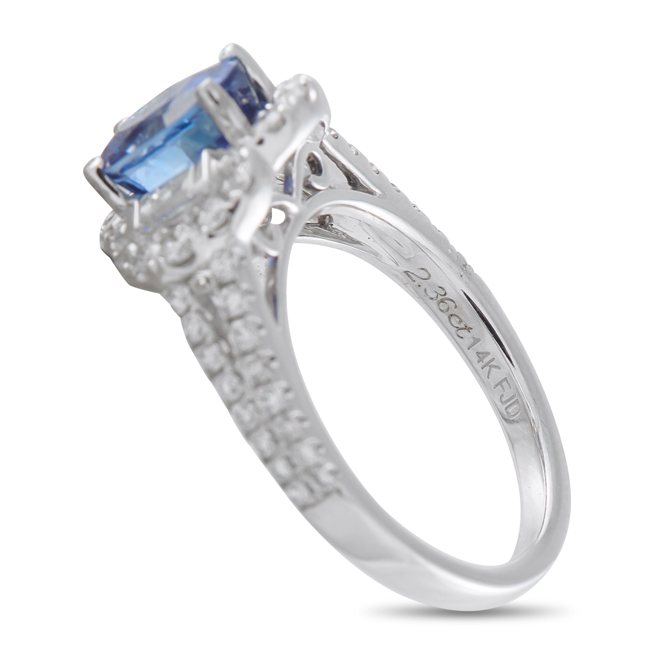 14K White Gold 0.85ct Diamond and Sapphire Ring