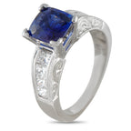 14K White Gold 0.80ct Diamond and Sapphire Ring