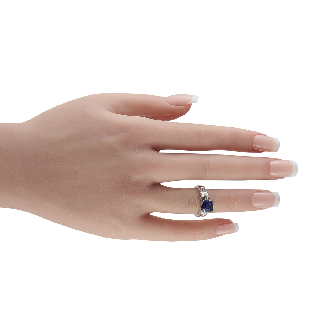 14K White Gold 0.80ct Diamond and Sapphire Ring
