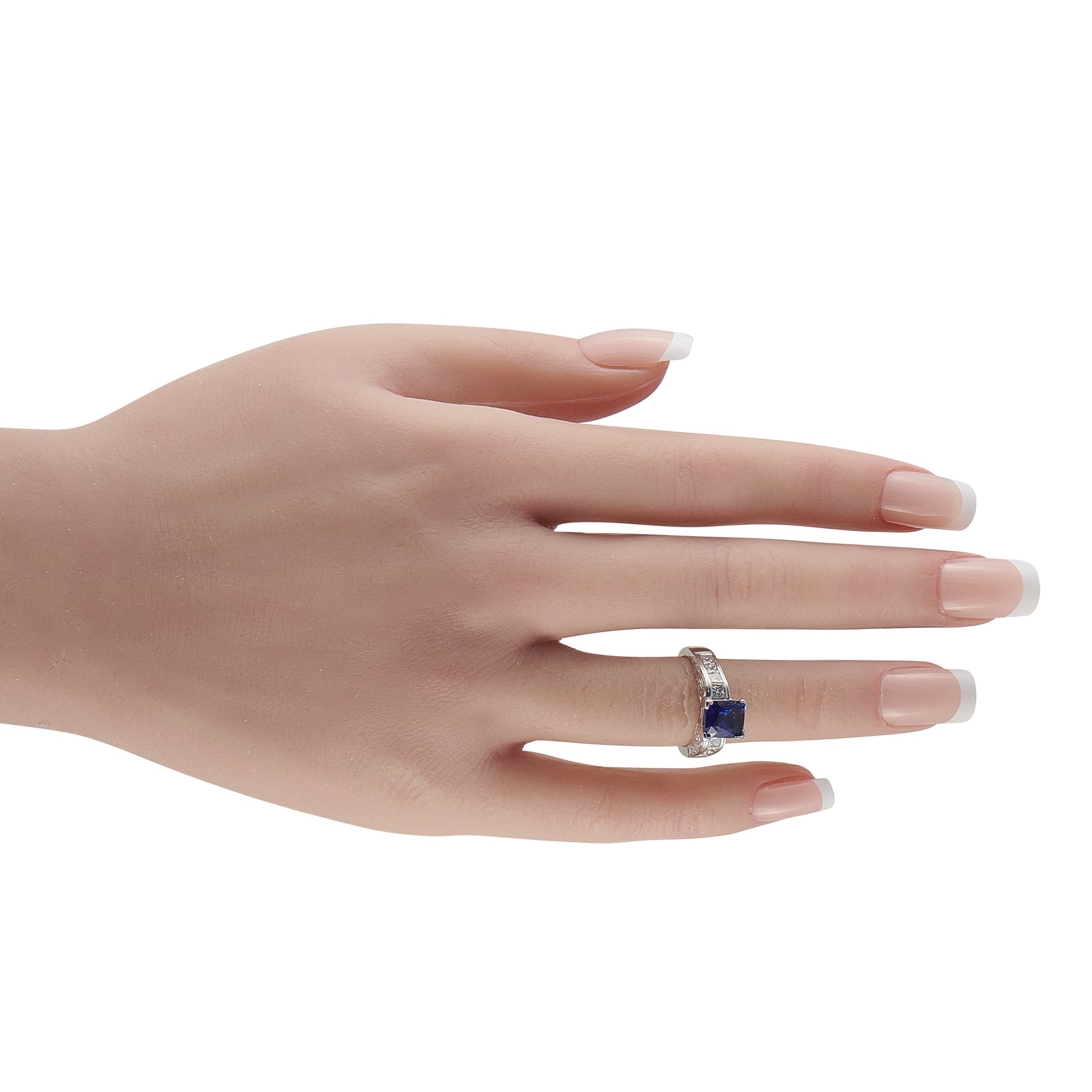 14K White Gold 0.80ct Diamond and Sapphire Ring