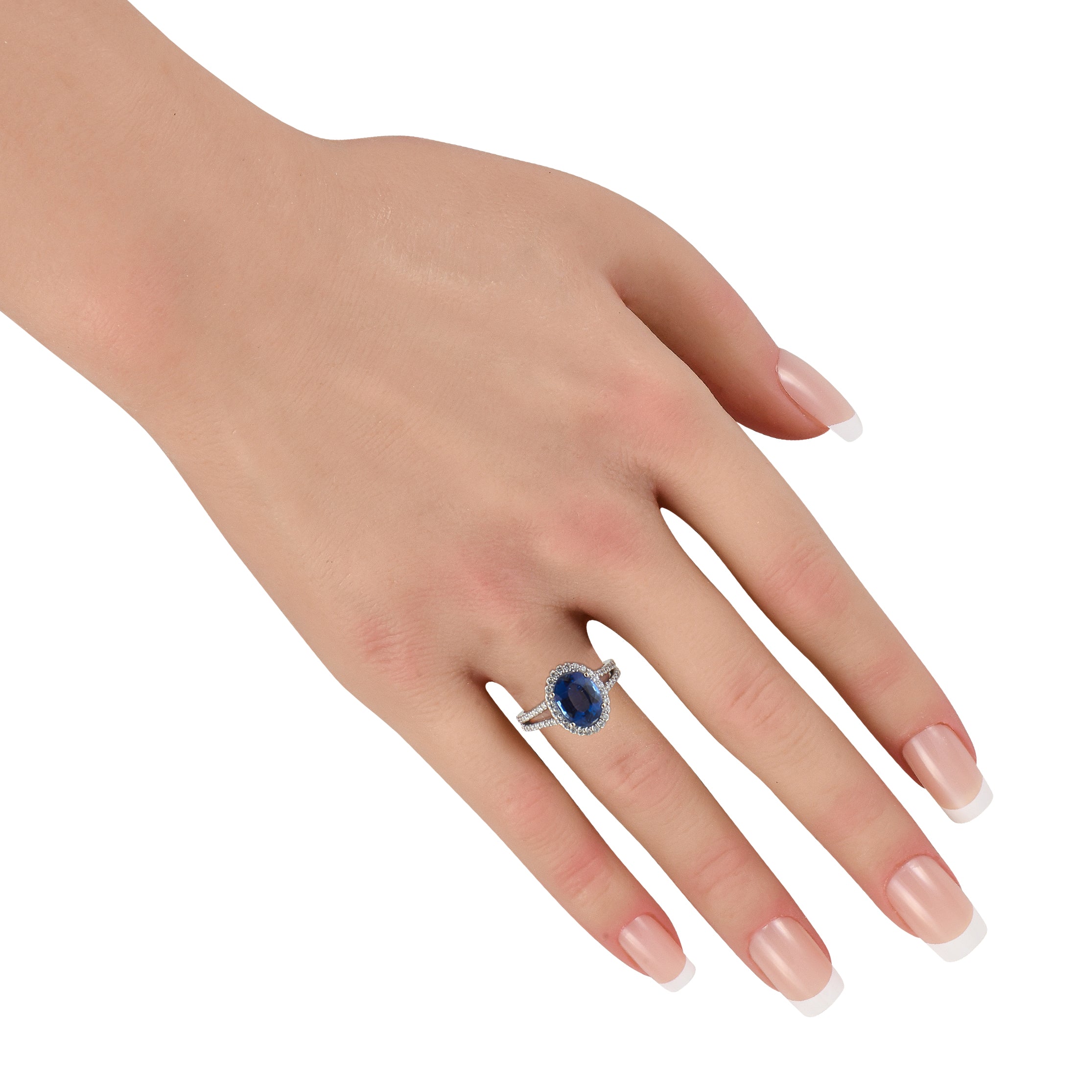 14K White Gold 0.40ct Diamond and Sapphire Ring