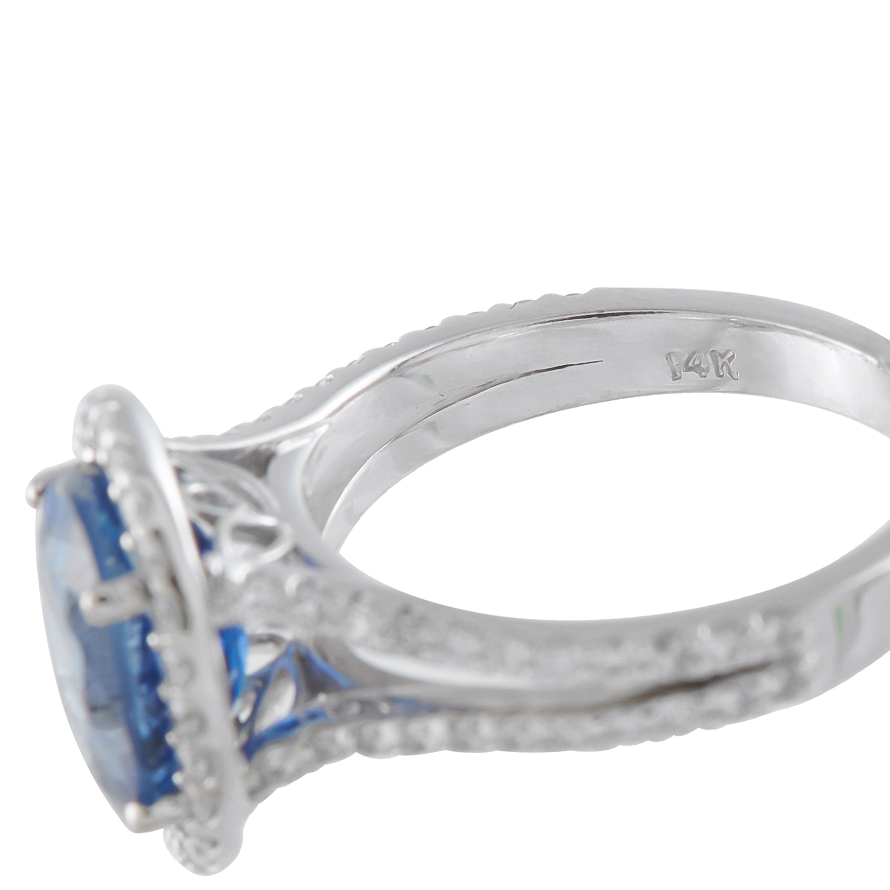 14K White Gold 0.40ct Diamond and Sapphire Ring