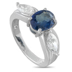 14K White Gold 1.01ct Diamond and Sapphire Ring