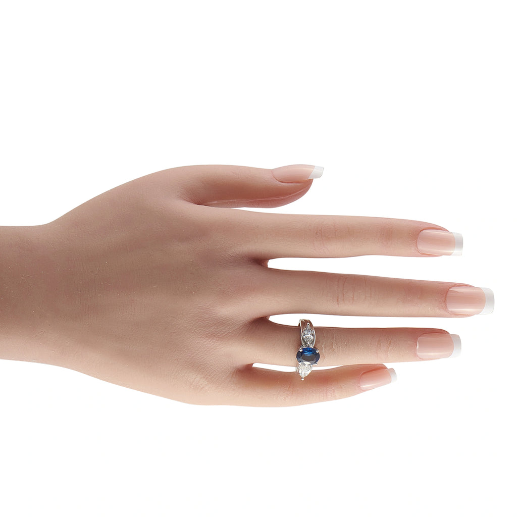 14K White Gold 1.01ct Diamond and Sapphire Ring