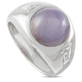 14K white gold ring with purple sapphire cabochon and diamond accents