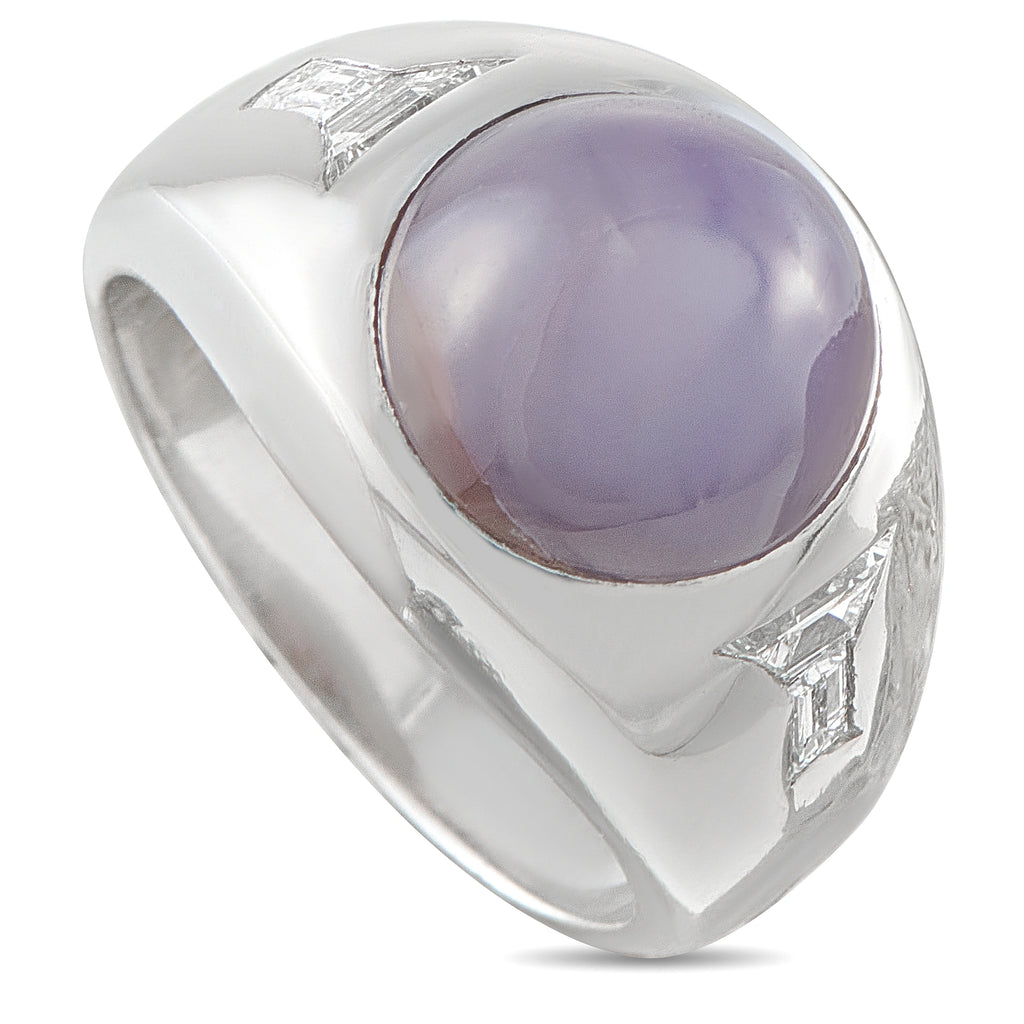 14K White Gold 0.45ct Diamond and Sapphire Ring
