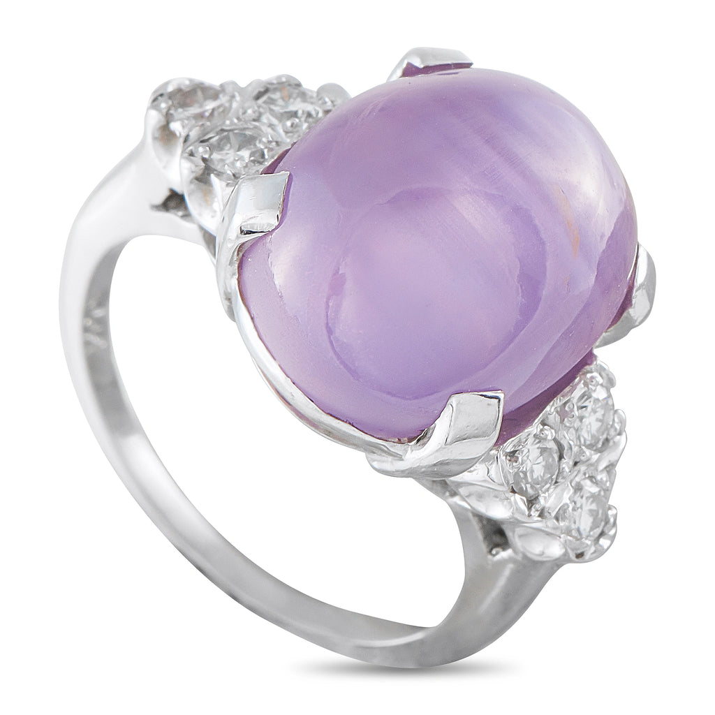 14K White Gold 0.20ct Diamond and Lavender Sapphire Cocktail Ring