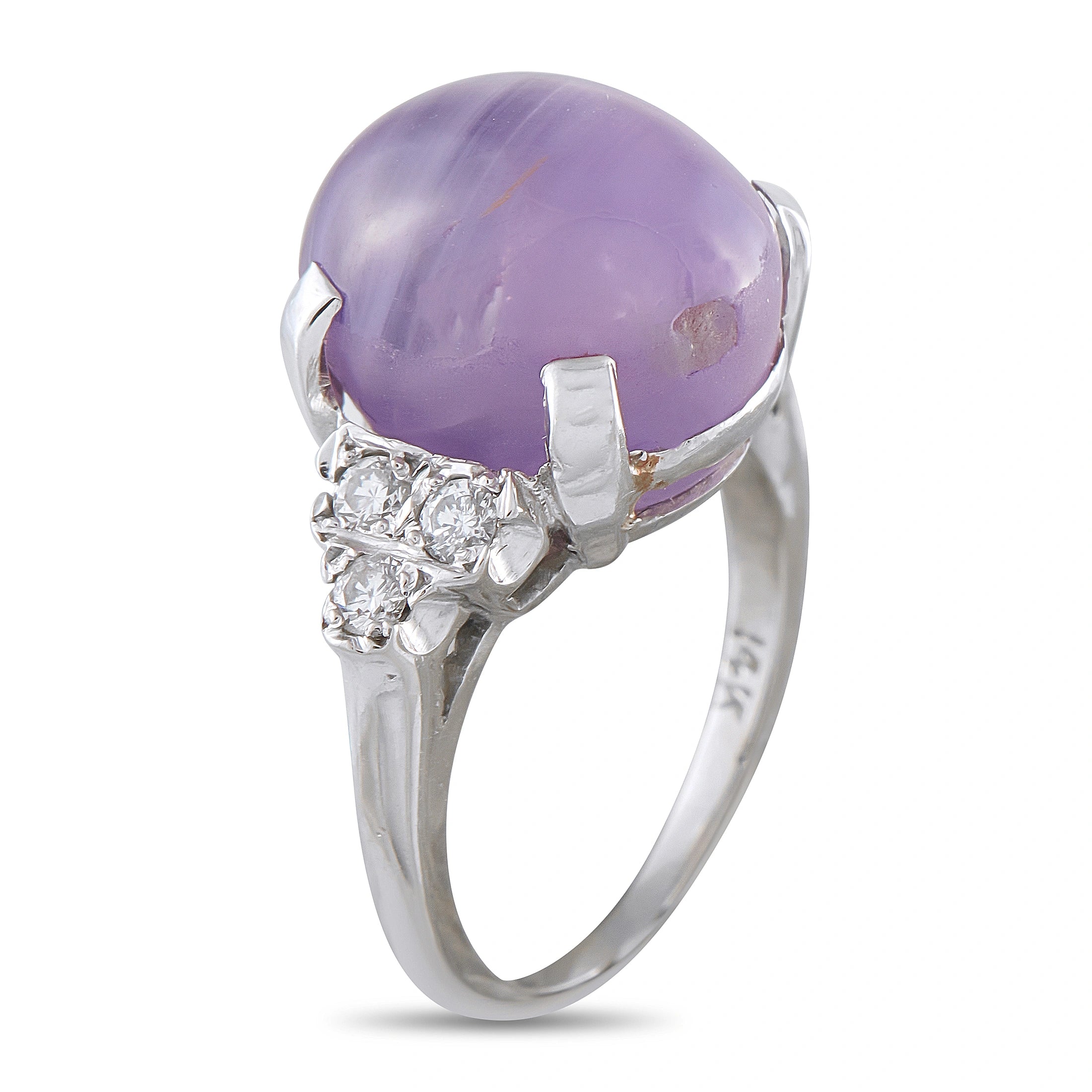 14K White Gold 0.20ct Diamond and Lavender Sapphire Cocktail Ring