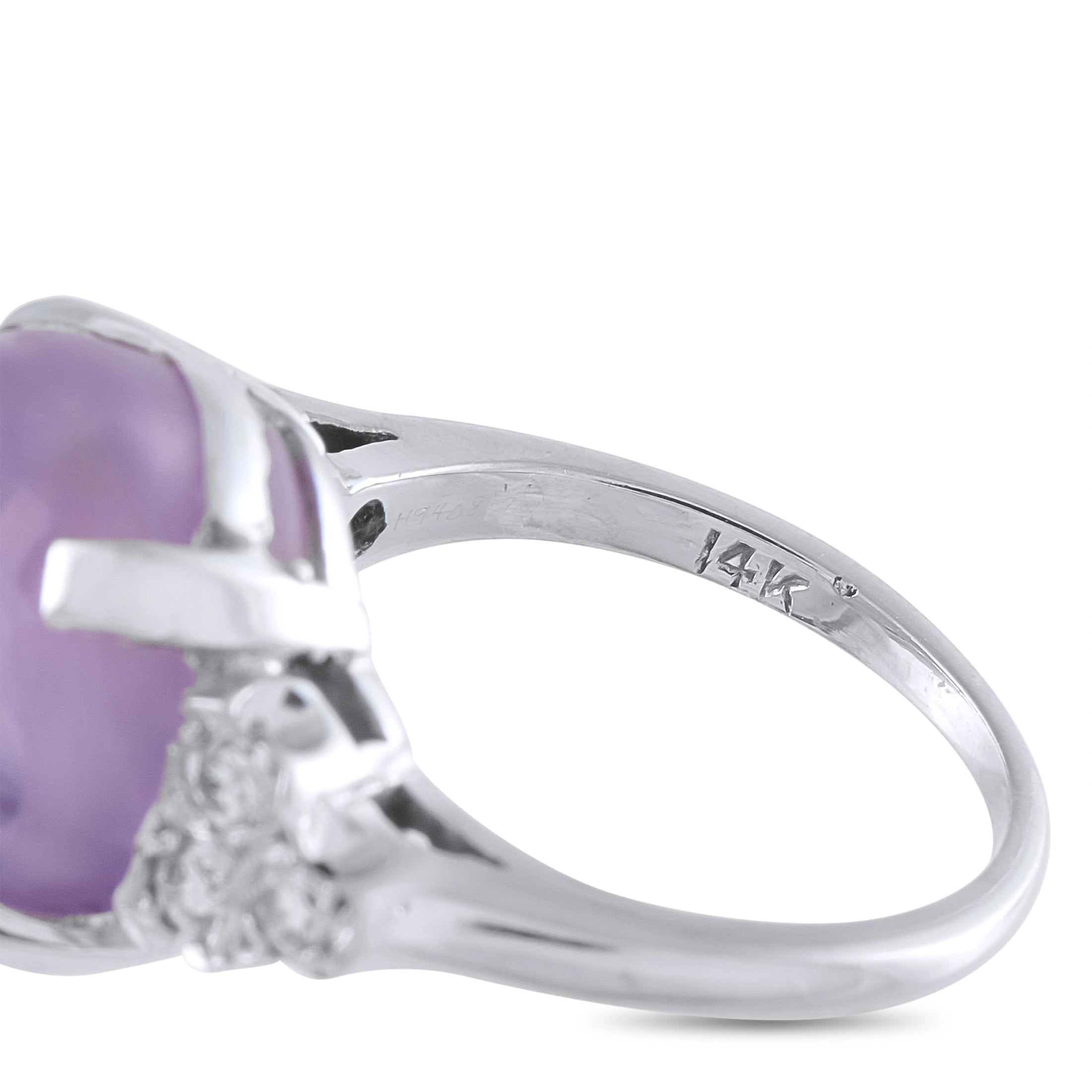 14K White Gold 0.20ct Diamond and Lavender Sapphire Cocktail Ring