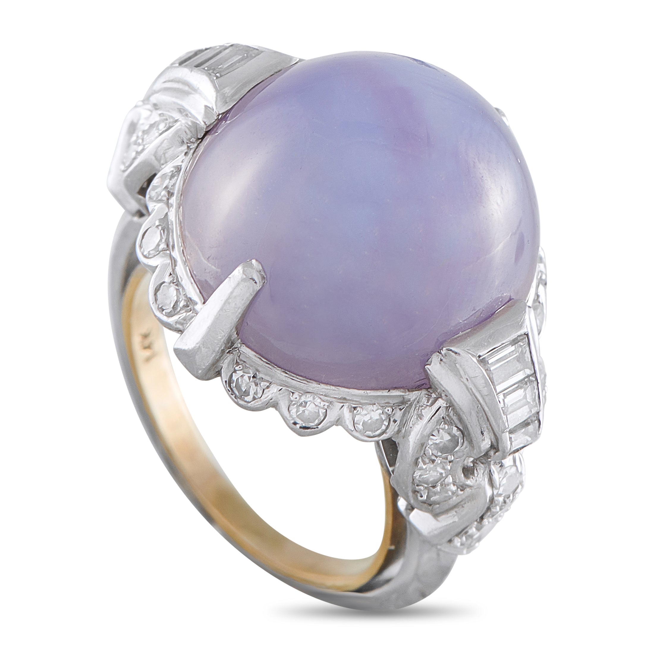 14K White Gold 0.50ct Diamond and Star Sapphire Ring