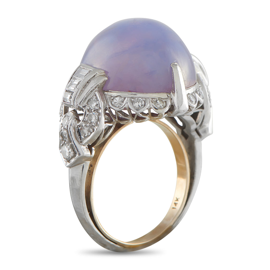 14K White Gold 0.50ct Diamond and Star Sapphire Ring