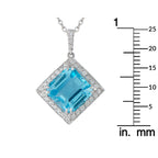 14K White Gold 0.25ct Diamond and Topaz Pendant