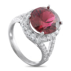 14K White Gold 1.20ct Diamond and Tourmaline Ring